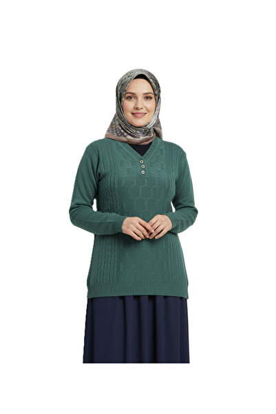 Oppland Tricotaj de iarnă pentru femei Pulover Kardelen tricotat cu decolteu ...