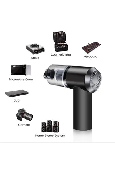 OEM Mini aspirator 2 x 1, portabil, putere 120 W, încărcare USB-C, negru