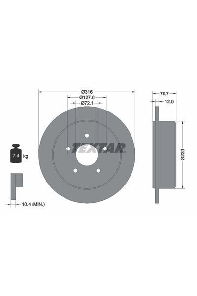 TEXTAR Disc Frana Jeep Wrangler 3/Wrangler 4