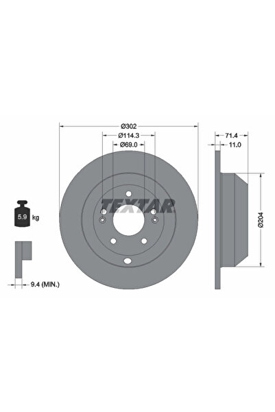 TEXTAR Disc Frana Hyundai Grand Santa Fe/Santa Fe 2/Santa Fe 3 Hyundai (Beiji...