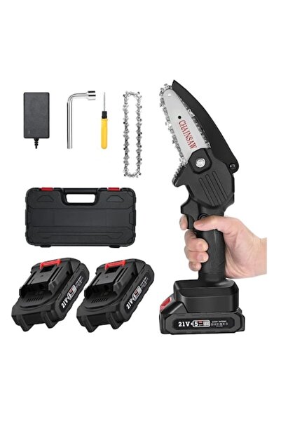OEM Mini Chainsaw/Electric Chainsaw with Chain, 1500mAh, 2 Batteries, 1 Chain, Black, 24 W + Protective