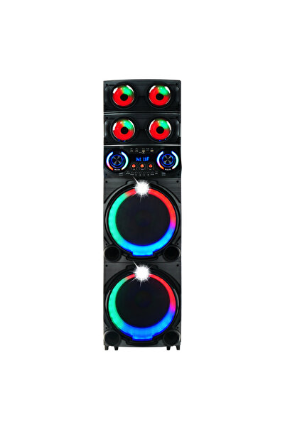 HTstore Zore GD-2126 Dijital LED Göstergeli FM Radyolu Mikrofonlu RGB TWS Çift 12 inç Stereo Bass Kablosuz