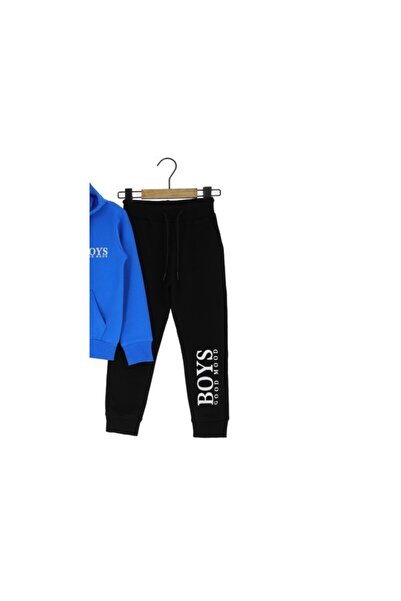 Atabay Kids ATABAY 372-10-25 ERKEK EŞOFMAN TAKIM KAPŞONLU BOYS GOOD MOOD BASKILI FERMUARLI 2 İP 9/12 YAŞ