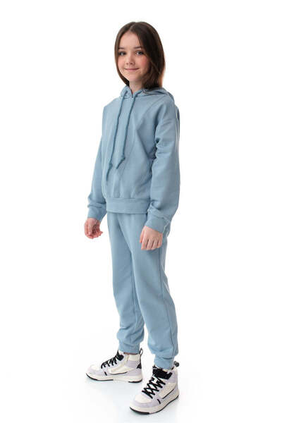 SOLLUXE JOYNIA - Trening din bumbac premium cu hanorac și pantaloni, albastru, 116