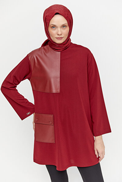 Setrms Deri Kombinli Tek Cepli Tunik
