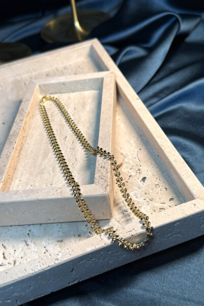 MOONİ ACCESSORİES Buğday Kesim London Model 14K Altın Gold Renk Zincir Kadın ...
