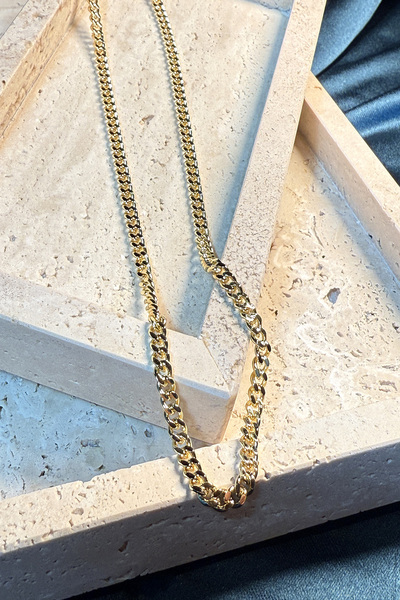 MOONİ ACCESSORİES Gurme Model Paris Luxury 14K Gold Altın Renk Zincir Kolye