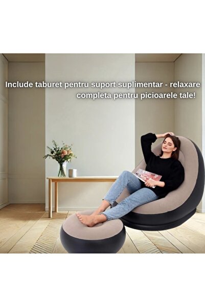 Bllexar Inflatable Armchair with Footstool BLLEXAR, for Indoor and Outdoor Relaxation