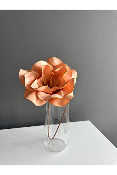 Luvienn El Yapımı Dekoratif Büyük Boy Somonrengi Yapay Manolya-Vazo Çiçeği
