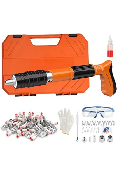 OEM Mini pneumatic nail gun, 30 cm, 7.3 cm caliber, with accessories and case, orange, 100 nails