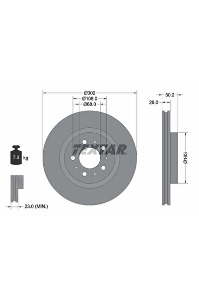 TEXTAR Дискови спирачки Volvo 850/C70 1/S70