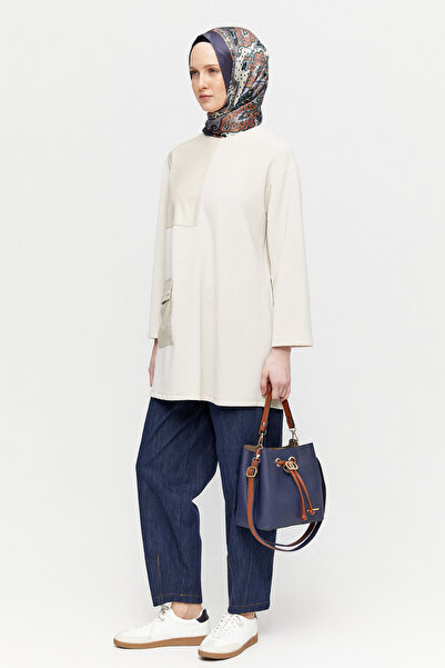 Setrms Deri Kombinli Tek Cepli Tunik