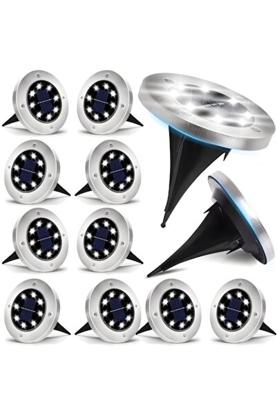 Retoo Set GardenPro de 12 spoturi solare LED pentru exterior, 8 LED-uri, NiMH...