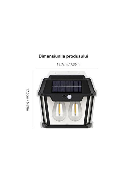 OEM Lampă solară de perete cu 2 becuri LED, senzor de mișcare, încărcare sola...
