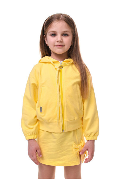 SOLLUXE MAIRI - Cotton Hoodie with Zipper and Pockets, Yellow, 110