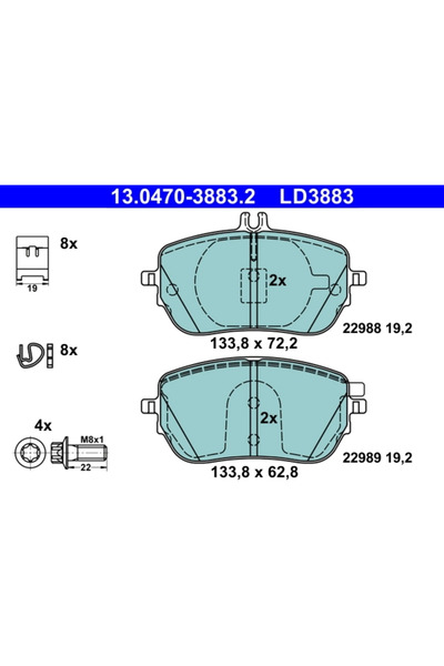 Ate Set Placute Frana Frana Disc Mercedes-Benz Cla/Gla 2018-2021