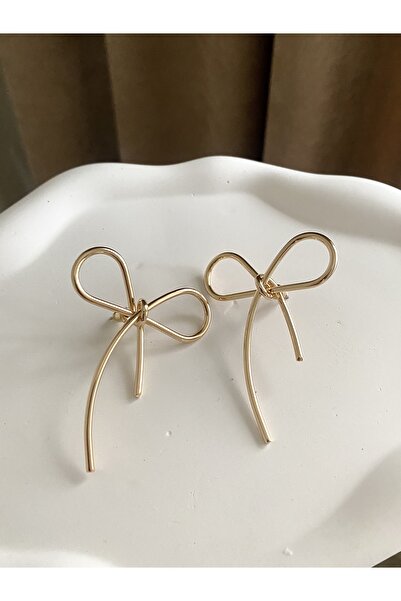 Petek Collection Big Bow Ribbon Steel Earrings