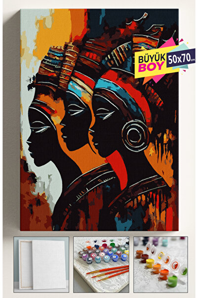 Corvo Sayılarla Boyama Seti Numaralı Tuval Fırça Boya Dahil Kasnaklı Set 50x7...