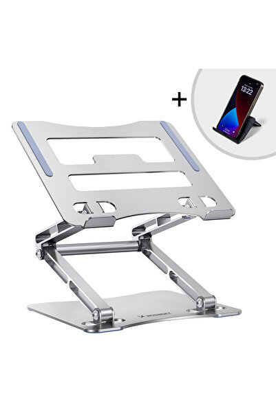 Other SET: Suport laptop din aluminiu + suport smartphone - argintiu