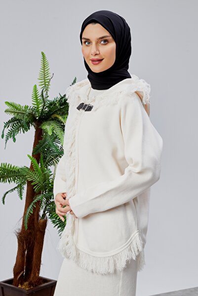 CNR TEKSTİL Tricot Jacket with Tassel Detail