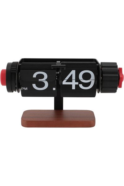 Cryfokt Flip Table Clock, Convenient Retro Wooden Mechanical Automatic Flip Clock with Alarm Clock