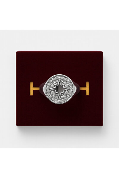 Bittox خاتم ذهبي وفضي اللون مع زخارف نجمية من حجر الزركون اللامع - خاتم فاخر ...