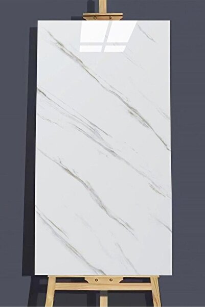 BienHome 30x60 Cm Açık Beyaz Siyah Mermer Desenli Kendinden Yapışkanlı Kaplama Pvc Panel