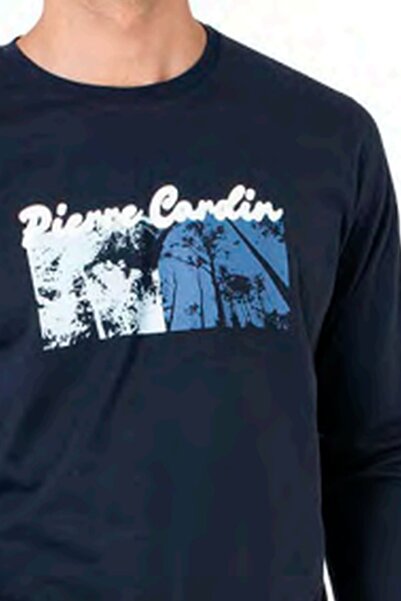 Pierre Cardin 6096 Men's Navy Blue Long Sleeve Crew Neck Pajama Set