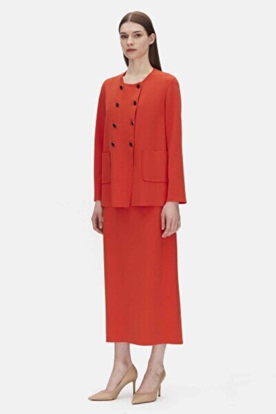 MISS DALIDA Düz Renk A Kesim Triko Kırmızı Etek