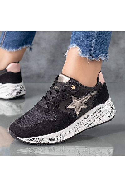 BMoD Adidași negri pentru femei cu talpă groasă MOD05415