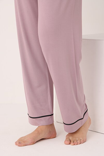 Miss Dünya Lissa Pregnant and Maternity Pajamas Set with Front Tie and Large Stripe Collar