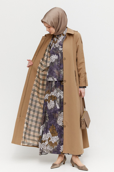 Setrms Şömiziye Yakalı Kuşaklı Pardesü