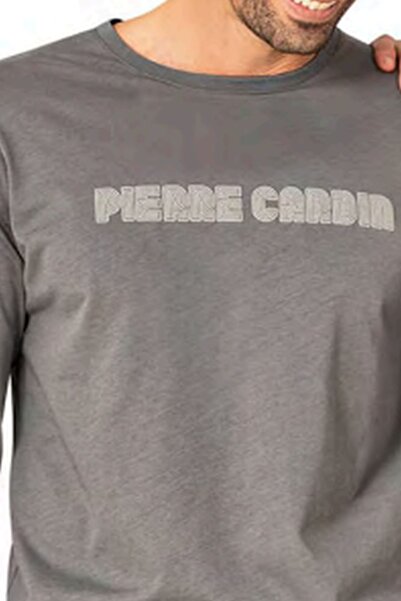 Pierre Cardin 6093 Men's Gray Long Sleeve Crew Neck Pajama Set
