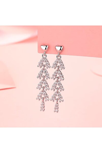 delis Μακριά σκουλαρίκια από ασήμι 925, JW1612, σχέδιο με πέτρα, επιπλατινωμένα με ρόδιο