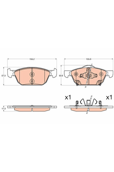 TRW Brake Pad Set Disc Brake Honda Civic 10/Civic 9 2012-2022