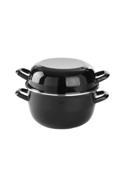 HENDI Enameled pot with lid for mussels 5 Liters, 26 cm diameter x 21 cm height
