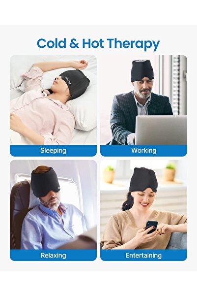 RENPHO Ice Head Wrap, Headache Relief Hat for Migraine, Migraine Cap with Hot or Cold Therapy