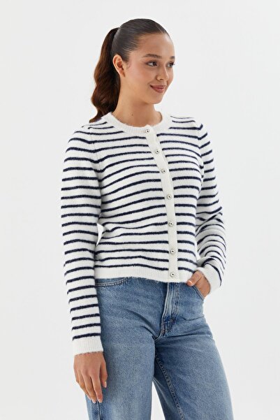 Shopping Shop Striped Knitwear Cardigan Ecru