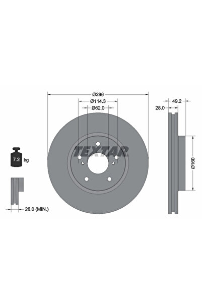 TEXTAR Disc Frana Lexus Is 2/Is 3/Is C Toyota Crown/Mark 10 1/Mark 10 2