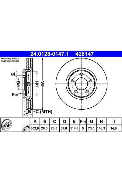 Ate Set Discuri Frana Chrysler Voyager / Grand Voyager 3/Voyager 4 1995-2008