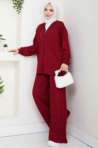 Bestenur Hooded Double Suit 1609 - Burgundy