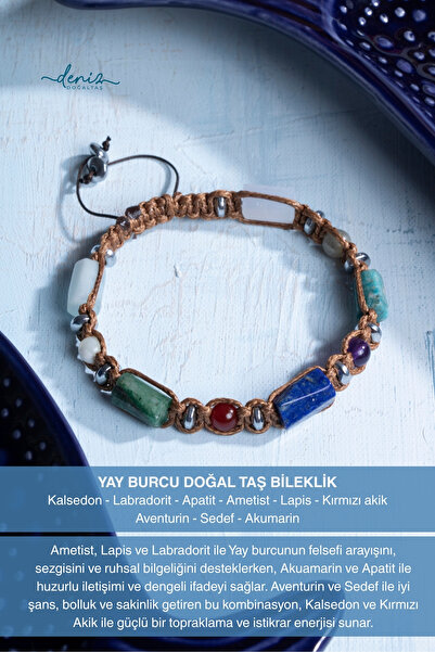 Deniz Doğal Taş Certified Sagittarius Natural Stone Macrame Bracelet