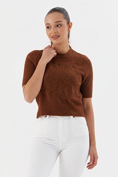 Shopping Shop Μπλούζα με κοντό μανίκι με ανάγλυφο σχέδιο ΚΑΦΕ