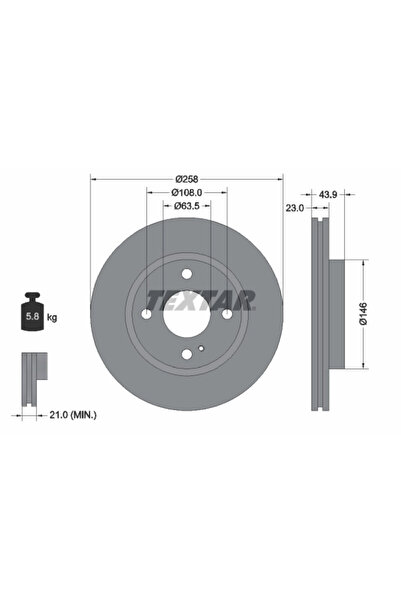 TEXTAR Set Discuri Frana Ford Fiesta 6/Fiesta Limuzina/Ka+ 3 Ford Australia F...