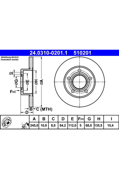 Ate Set Discuri Frana Audi 100 C4/A6 C4 1990-2008