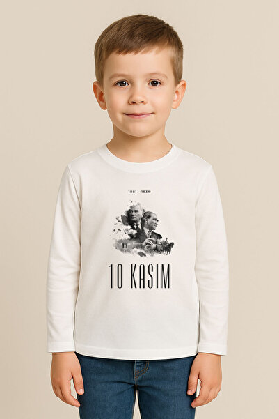 MODA 10 Νοεμβρίου Ατατούρκ με τύπωμα Παιδική μπλούζα από χτενισμένο βαμβακερό...