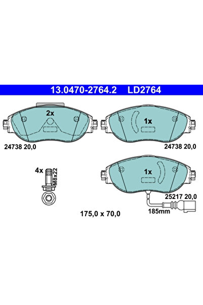 Ate Brake Pad Set Disc Brake Seat Alhambra Skoda Superb 2 2008-2022