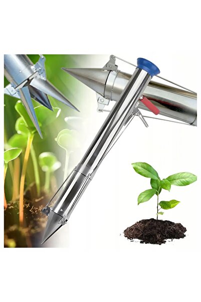 zola 2-in-1 tool for planting/transplanting bulbs and seedlings, metal, 7.2 x 87.2 cm, silver