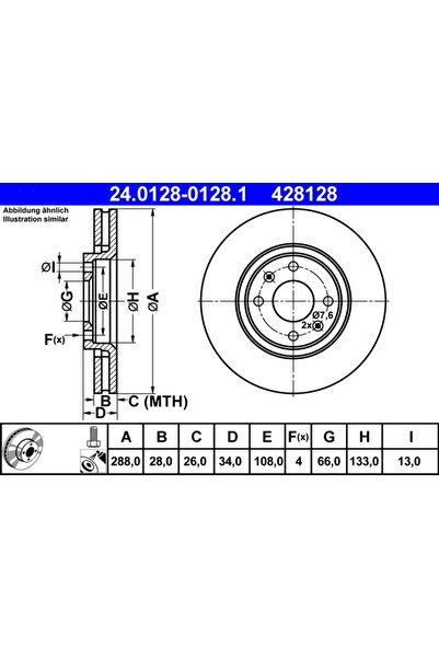 Ate Set Discuri Frana Citroen C5 1/C5 2/Xantia 1997-2008