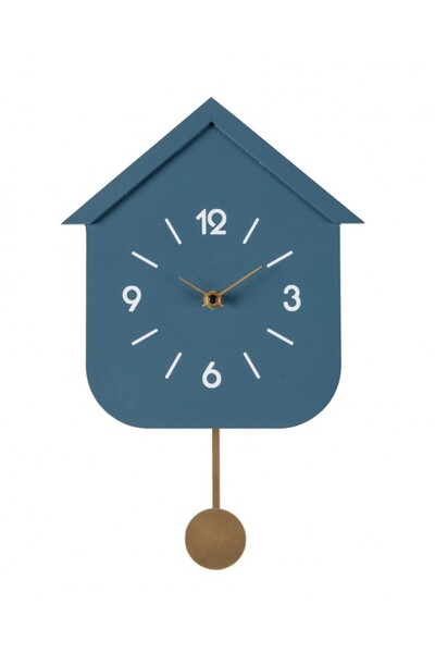 Bizzotto Ceas de perete cu pendul albastru Home 24x5.5x37.5 cm